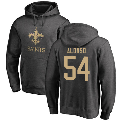 Men New Orleans Saints Ash Kiko Alonso One Color NFL Football 54 Pullover Hoodie Sweatshirts